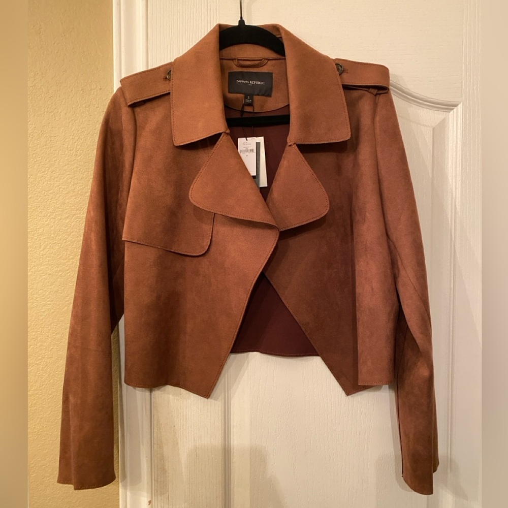 BNWT Banana Republic Petra Vegan Suede Jacket, color Cinnamon Spice, size S